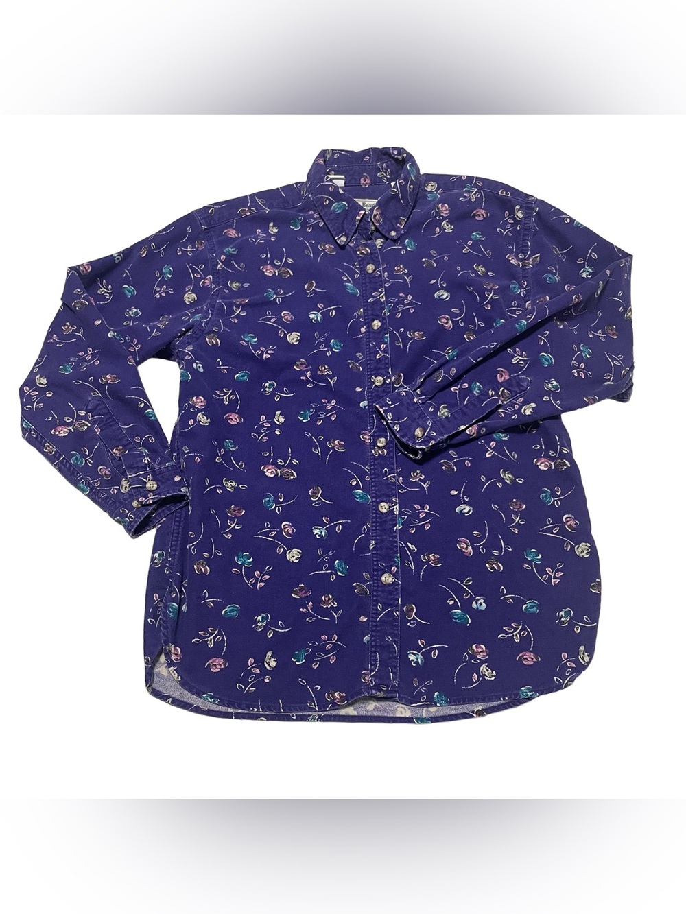 Vintage L.L. Bean Purple Floral Button-Down Shirt